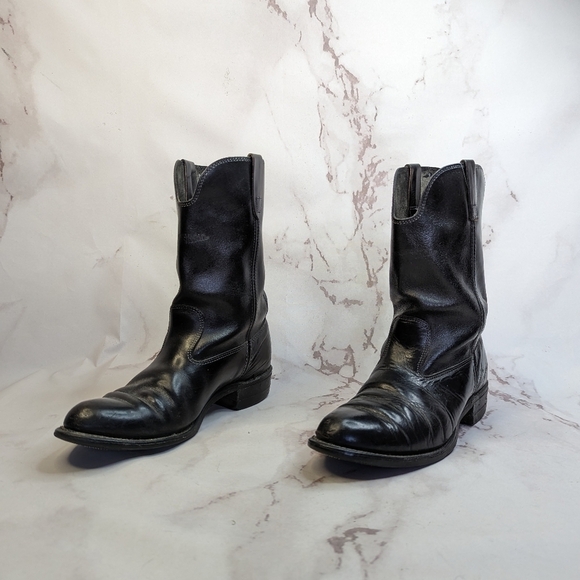 Vintage Cowboy Boots Mens 9 Black American Sportsman Leather Work Western Vulcan - Picture 1 of 15